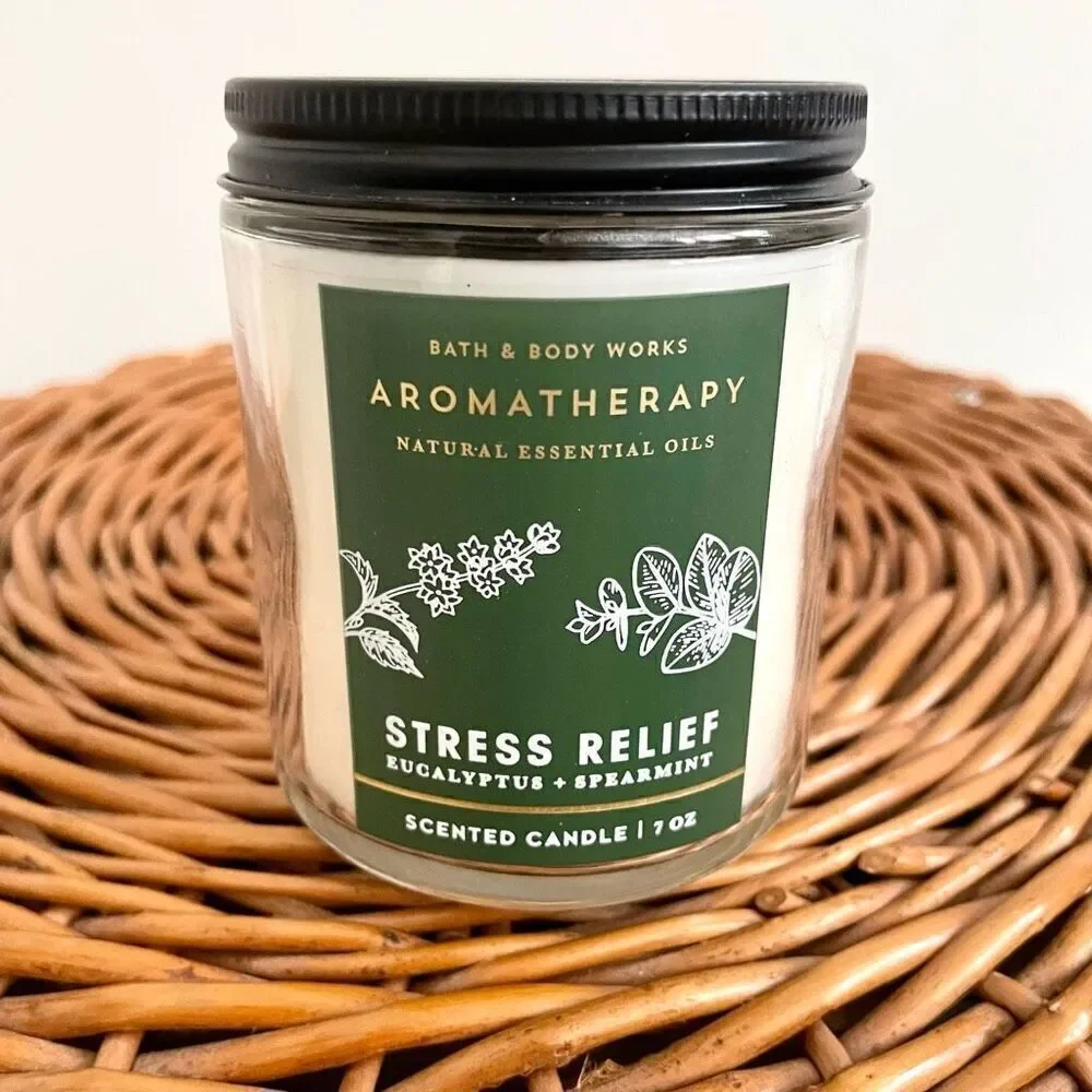 NEW Bath Body Works AROMATHERAPY STRESS RELIEF Single wick candle NWT Eucalyptus - Picture 6 of 6